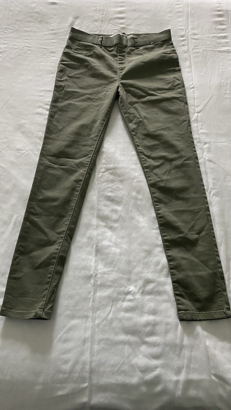 Denim & Co. Kids Jegging 13-14yrs Pull On Olive Green Elastic Waist Stretch